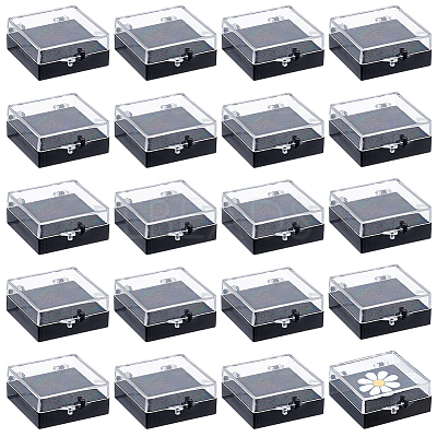 20Pcs Transparent Plastic Loose Diamond Storage Boxes with Sponge Inside CON-CL0001-24-1