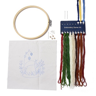 DIY Mushroom Pattern Embroidery Starter Kits DIY-L068-01E-1