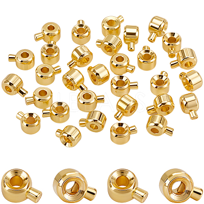 30Pcs Brass Crimp Beads KK-BBC0024-23G-1