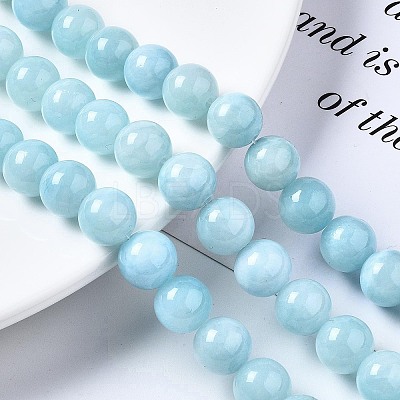 Natural Dyed Yellow Jade Gemstone Bead Strands G-R271-10mm-Y04-1