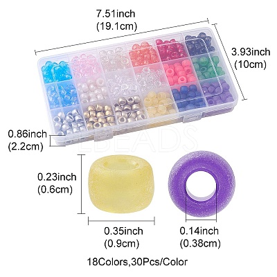 540Pcs 18 Colors Plastic Beads KY-FS0001-13-1