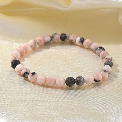Natural Zebra Jasper Bead Stretch Bracelets BJEW-K212-A-035-1