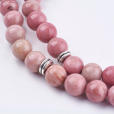 Natural Rhodochrosite Wrap Bracelets BJEW-E329-06C-1