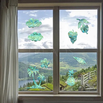 2PCS 2 Styles PVC Stickers Dazzling Color Window Stickers 3D Laser Clouds And Summer Style Shapes Electrostatic Glass Window Stickers JX836A-1