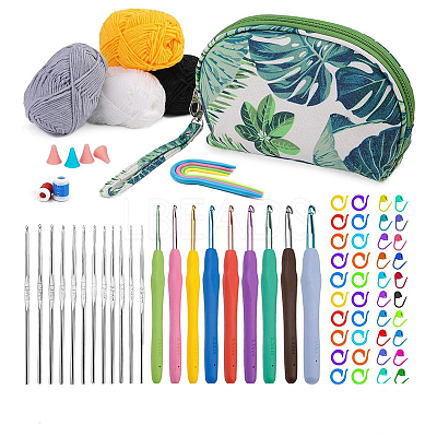 DIY Knitting Kits Storage Bag for Beginners Include Crochet Hooks PW-WG28870-01-1