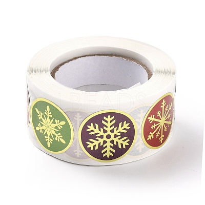 Christmas Themed Flat Round Roll Stickers DIY-B045-14-1