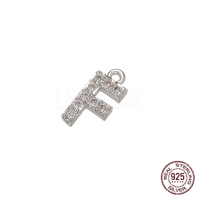 Real Platinum Plated Rhodium Plated 925 Sterling Silver Micro Pave Clear Cubic Zirconia Charms STER-P054-10P-F-1