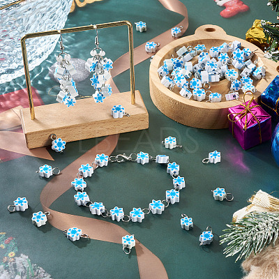 100Pcs 2 Style Christmas Handmade Polymer Clay Pendant and Connector Charms PALLOY-TAC0250-1