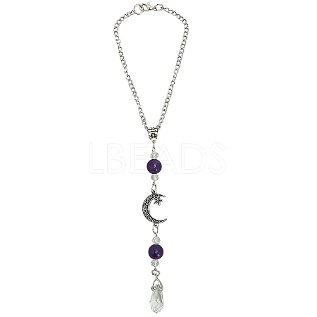 Natural Amethyst & Alloy Pendant Decorations HJEW-WH20009-03A-1