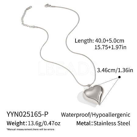 304 Stainless Steel Heart Pendant Necklaces for Women DZ5529-2-1