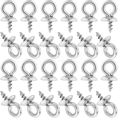 SUNNYCLUE 100Pcs 201 Stainless Steel Screw Cup Peg Bails STAS-SC0005-93-1