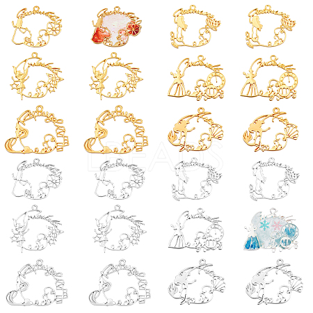 24Pcs 12 Style Alloy Open Back Bezel Pendants FIND-OC0001-44-1