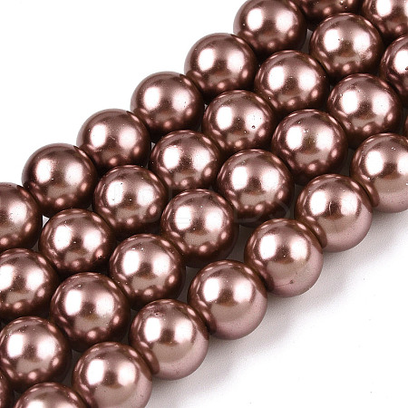 Baking Paint Pearlized Glass Pearl Round Bead Strands HY-Q003-10mm-92-1