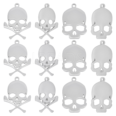 12Pcs 2 Style 201 Stainless Steel Pendants STAS-UN0029-24-1