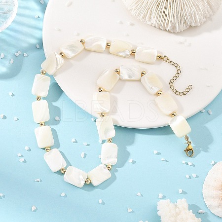 Natural Trochid Shell/Trochus Shell Rectangle Beaded Necklaces for Women NJEW-JN06401-1