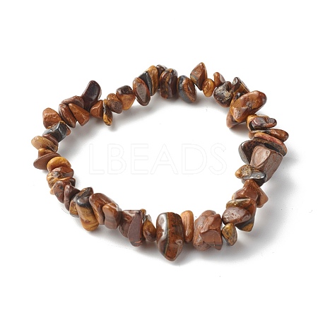 Natural Tiger Eye Chip Beads Stretch Bracelets for Children BJEW-JB06388-02-1