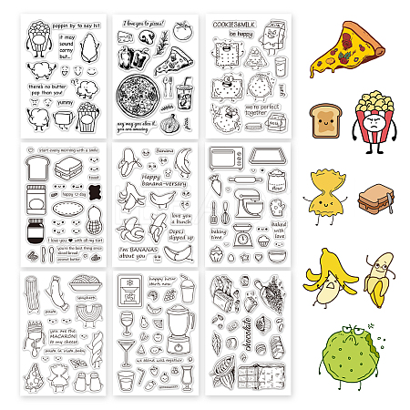 Globleland 9 sheets 9 style PVC Plastic Stamps DIY-GL0002-89-1