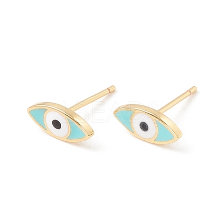 Enamel Horse Eye Stud Earrings EJEW-P201-01G-1