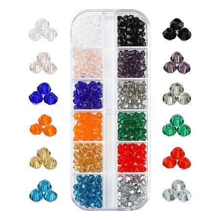 480Pcs 12 Colors Imitate Austrian Crystal Bicone Glass Beads GLAA-FS0001-66-1