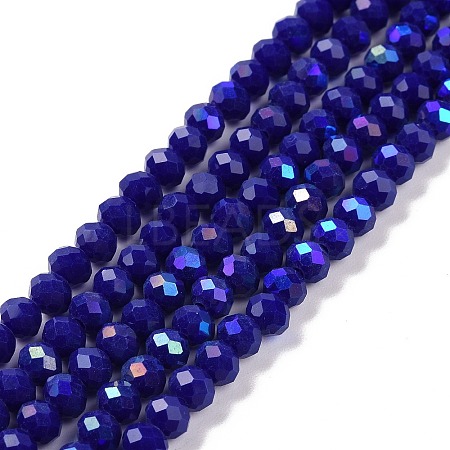 Electroplate Opaque Solid Color Glass Beads Strands X1-EGLA-A034-P6mm-L12-1