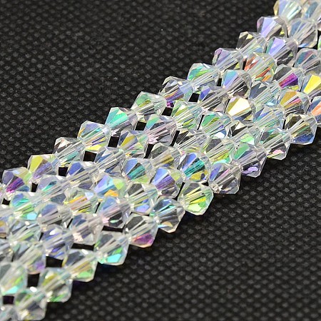 Imitate Austrian Crystal Electroplate Bicone Glass Bead Strands X-GLAA-F029-6x6mm-A01-1