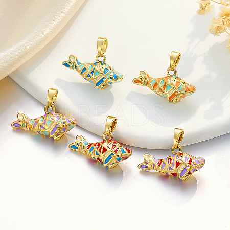 Brass Enamel Pendants KK-K305-01G-1