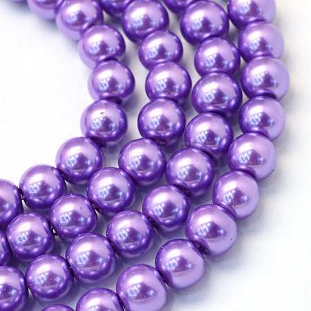 Baking Paint Pearlized Glass Pearl Round Bead Strands HY-Q003-6mm-27-1