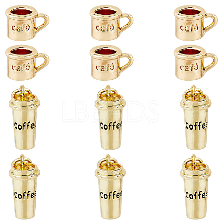 DICOSMETIC 12Pcs 2 Style Brass Charms KK-DC0002-41-1