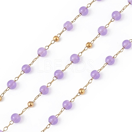 Dyed Natural Jade Round Beaded Chain CHS-C006-01D-1
