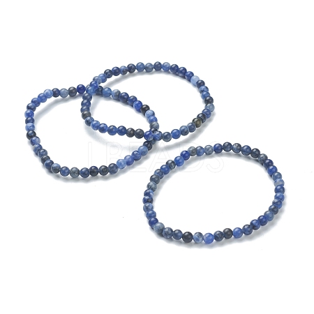 Natural Sodalite Beaded Stretch Bracelets BJEW-D446-A-36-1