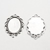 Oval Tibetan Style Alloy Cabochon Connector Settings PALLOY-K112-15AS-RS-2