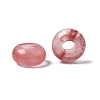 Cherry Quartz Glass European Large Hole Beads X-G-Q442-17-2