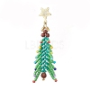 Christmas Tree Natural Red Jasper & Glass Seed Beads Dangle Stud Earrings for Women EJEW-MZ00157-4