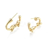 Brass Arc Beaded Stud Earrings EJEW-G322-14G-2