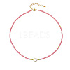 Sweet and Cool Summer Freshwater Pearl Necklaces Pink Glass Beaded Necklaces VX3518-4