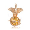 Golden Plated Brass Hollow Round Cage Pendants KK-J252-07G-1