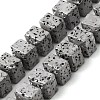 Electroplated Natural Lava Rock Beads Strands G-Q1009-A01-02-2