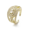 Rack Plating Brass Micro Pave Cubic Zirconia Open Cuff Rings RJEW-K257-31G-1
