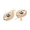 Resin Evil Eye Dangle Stud Earrings with Acrylic Pearl Beaded EJEW-J045-04KCG-3