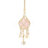 Natural Rose Quartz with Rack Plating Brass Pendants Decorations AJEW-B023-01G-06-2