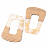 Transparent Resin & Walnut Wood Pendants RESI-S389-034A-B05-2