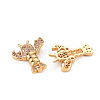 Rack Plating Brass Micro Pave Clear Cubic Zirconia Pendants KK-T060-44-RS-3