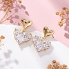 Rack Plating Heart Brass Micro Pave Clear Cubic Zirconia Dangle Stud Earrings EJEW-H147-18G-3