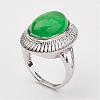 Dyed Natural Malaysia Jade Finger Rings RJEW-P122-17-2