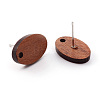 Coconut Brown Wood Stud Earring Findings EJEW-CJC0001-12-1