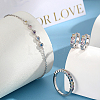 Rhodium Plated Sterling Silver Heart Finger Rings & Link Bracelets & Hoop Earrings ES9944-9-2