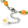 Glass & Resin & Acrylic Flower Charm Bracelet BJEW-JB09435-02-4