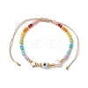 Colorful Glass Seed & Brass Braided Bead Bracelet BJEW-JB10138-3