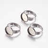 Tarnish Resistant Adjustable 304 Stainless Steel Finger Rings Components STAS-F149-18P-B-1