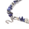 Natural Sodalite Chip Beaded Necklaces with 304 Stainless Steel Lobster Claw Clasp & Chain Extender NJEW-JN04225-02-3